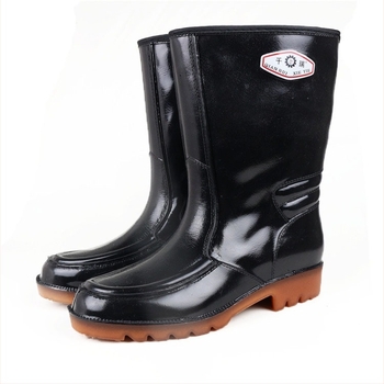 Cizme de ploaie din plastic pentru bărbați, până la gleznă, impermeabile, antiderapante, talpă turnată prin injecție
