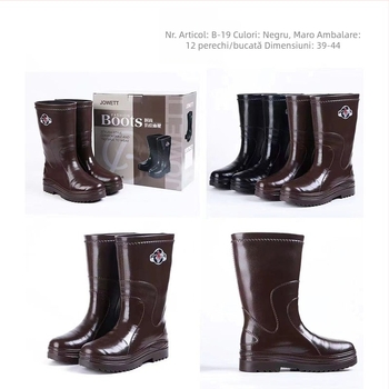 Cizme de ploaie din plastic pentru bărbați, până la gleznă, impermeabile, antiderapante, talpă turnată prin injecție