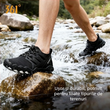 Pantofi pentru trasee pe râuri, antiderapante, partea superioară din pânză, talpă PVC, înălțime joasă