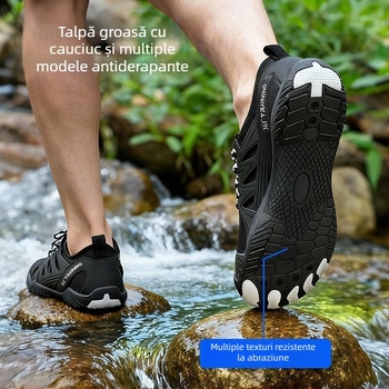 Pantofi pentru trasee pe râuri, antiderapante, partea superioară din pânză, talpă PVC, înălțime joasă