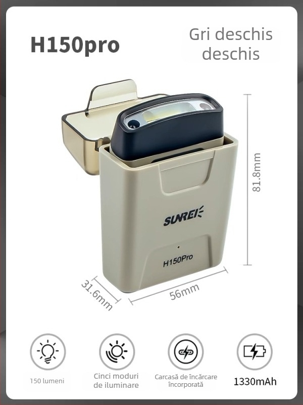 Shanlix lampă frontală LED, încărcare prin inducție, reîncărcabilă, 40 g, autonomie 27 h, 100 lm, pentru pescuit nocturn