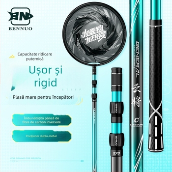Benno bară pentru plasă de pescuit din fibră de carbon – ultraușoară, ultrarezistentă, telescopică, set doar cu bara