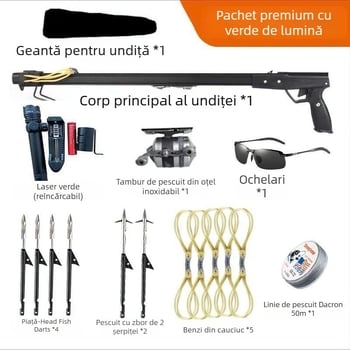 Pușcă de pescuit pentru țintire pe pește, generația a treia, cu infraroșu, set de săgeți și tambur de pescuit