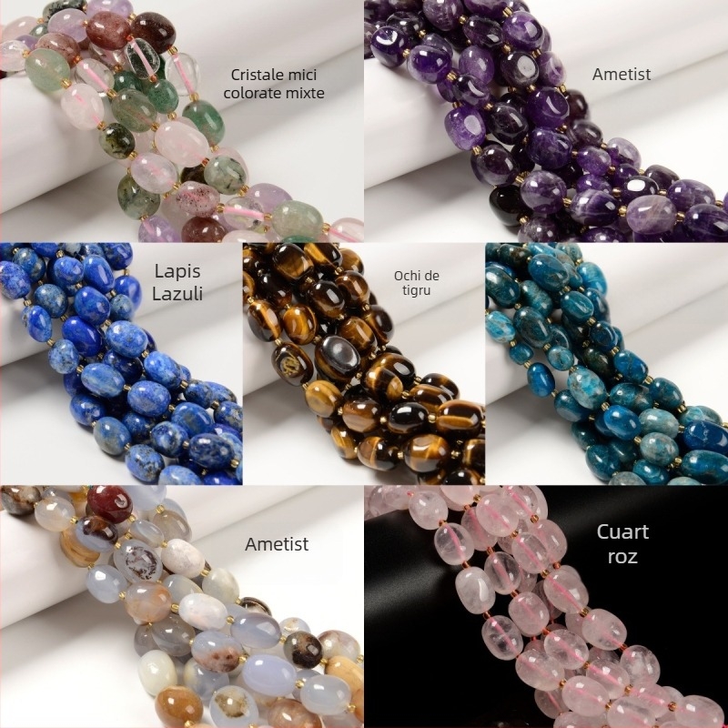 Mărg He de cristal cilindrice cu finisaj mat – amestec variat de cristale, marcă Kelingna/ YMJ, stil: val marin, mărgele rotunde