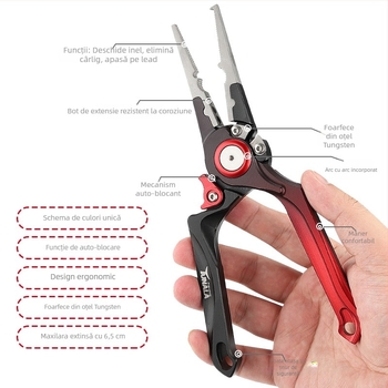 Tunala Clește de pescuit din aliaj de aluminiu, pliabil, multifuncțional, set