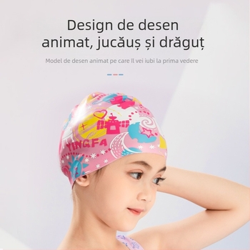 Yingfa șapcă de înot pentru copii din silicon, cu imprimeu desen animat, impermeabilă