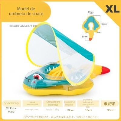 Inel de înot pentru copii, în formă de manta, inel gonflabil pentru apă, model desen animat, PVC ecologic, grosime 0,35