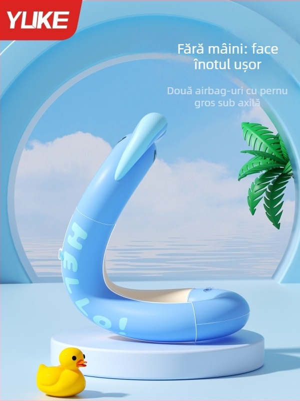 Inel de înot pentru copii cu două camere de aer, protecție împotriva înecării, model desen animat, PVC ecologic