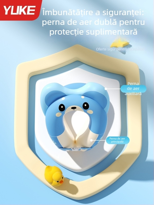 Inel de înot pentru copii cu două camere de aer, protecție împotriva înecării, model desen animat, PVC ecologic