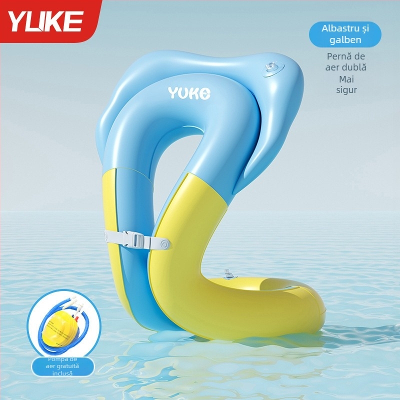 Inel de înot pentru copii cu două camere de aer, protecție împotriva înecării, model desen animat, PVC ecologic
