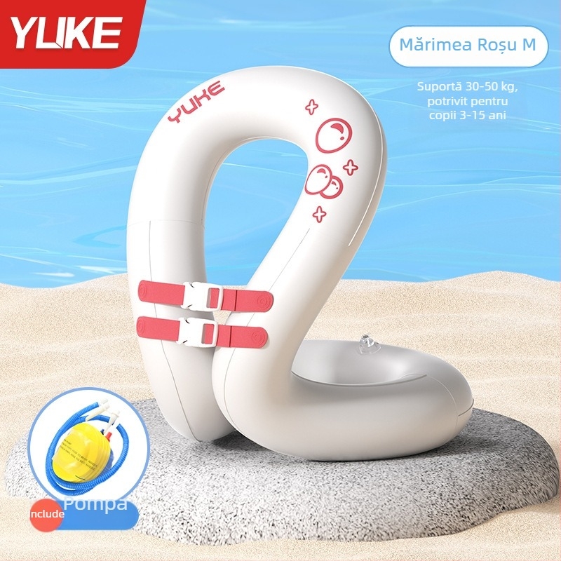 Inel de înot pentru copii cu două camere de aer, protecție împotriva înecării, model desen animat, PVC ecologic