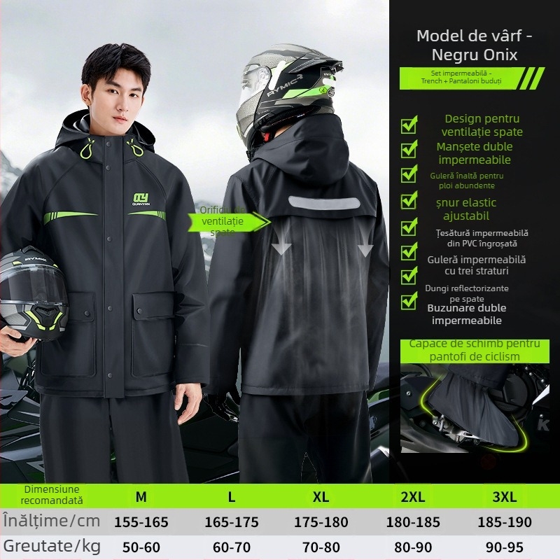Set de ploaie pentru adulți — palton de ploaie cu design separat, unisex pentru bicicletă electrică/motocicletă, țesătură PVC cu strat adeziv PVC impermeabil