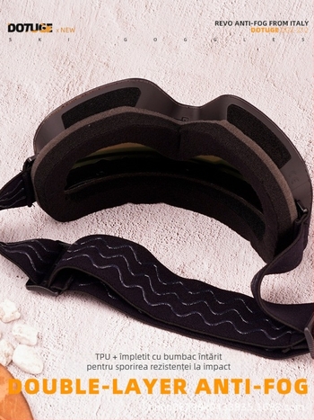 Ochelari de schi cu ramă TPU și lentilă PC, Anti-fog, Dublu strat, Rezistenți la apă și vânt