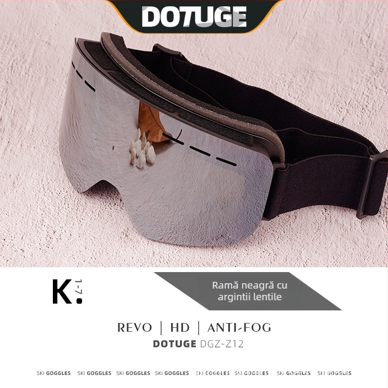 Ochelari de schi cu ramă TPU și lentilă PC, Anti-fog, Dublu strat, Rezistenți la apă și vânt