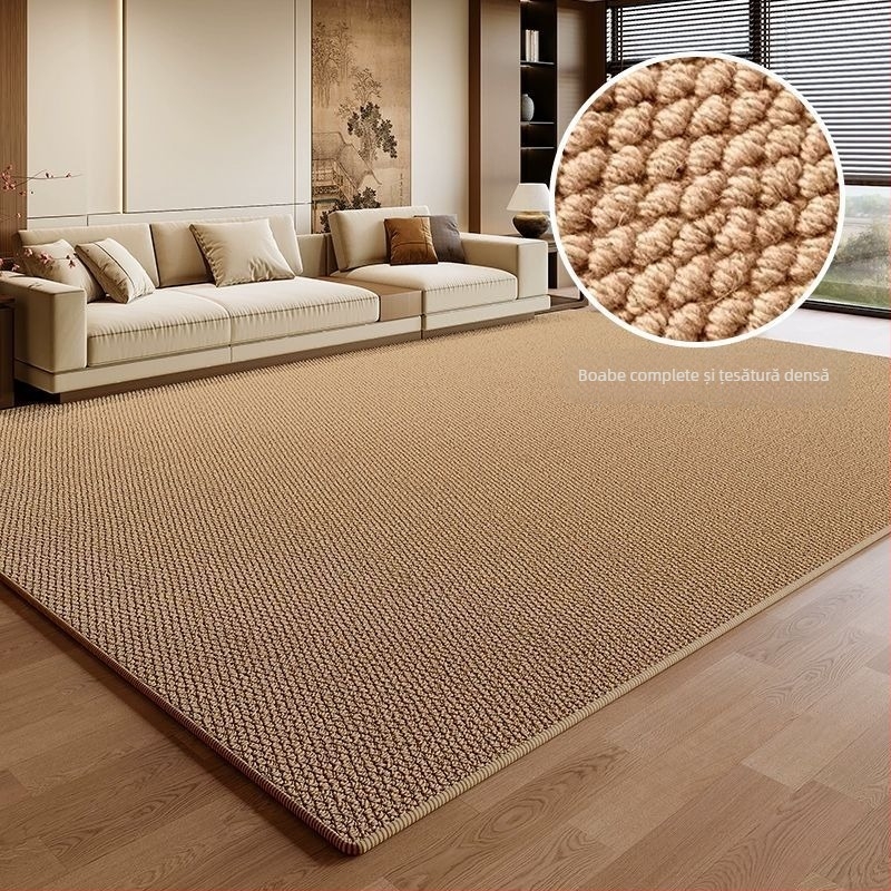 Covor dreptunghiular de podea din poliester, textură imitatie de sisal, rezistent la umezeală și uzură, țesut la mașină