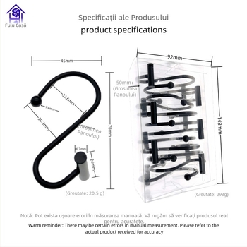 Cârlig metalic pentru perdele, design cilindric în formă T-S, stil modern minimalist, fu'luo