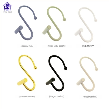 Cârlig metalic pentru perdele, design cilindric în formă T-S, stil modern minimalist, fu'luo