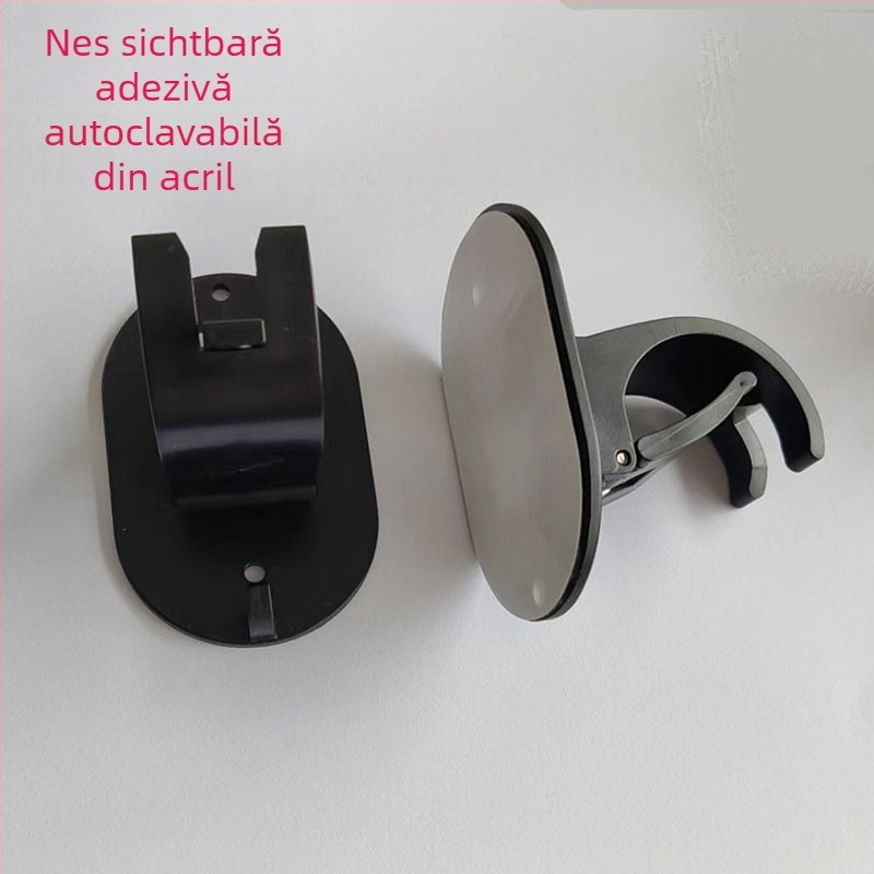 Cuier adeziv pentru bara de perdea, ABS, cârlig simplu, stil modern minimalist, încărcare 1–3 kg
