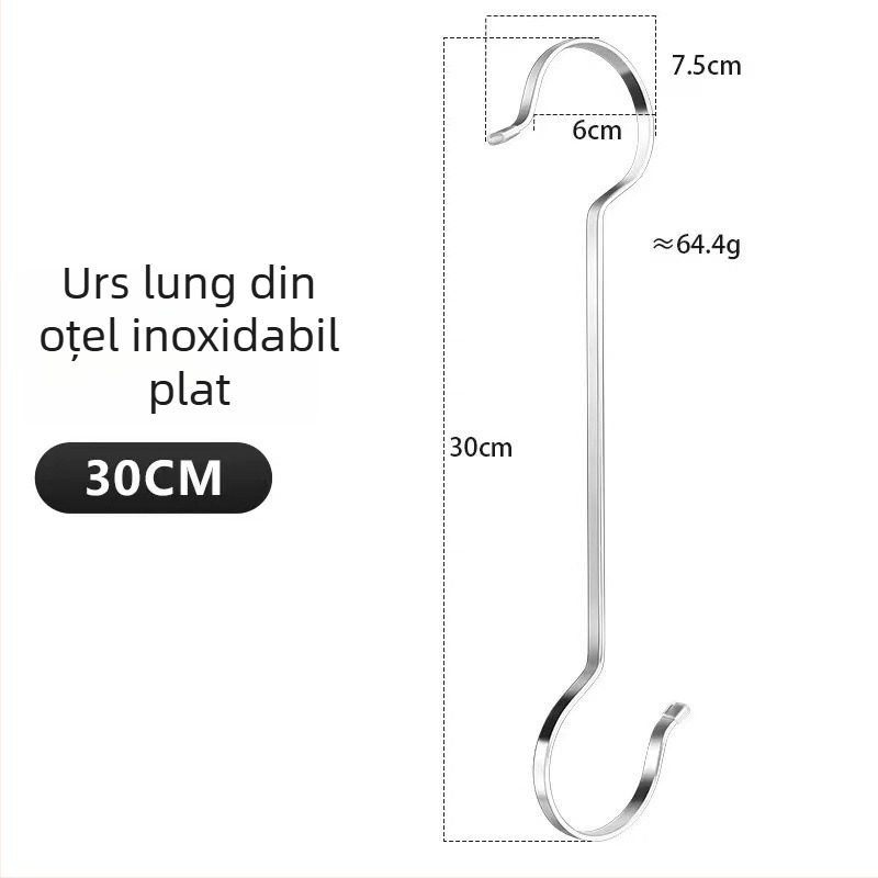 Cuier din oțel inoxidabil, pentru bucătărie și baie, cuier simplu, design modern, încărcare 5–10 kg, 1 piesă