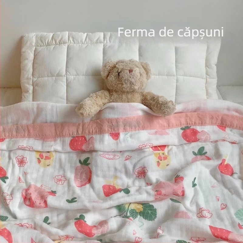 Pătură pentru bebeluși din fibre de bambus, pânză de tifon cu patru straturi, cu model desen animat, greutate sub 300 g, pentru toate anotimpurile