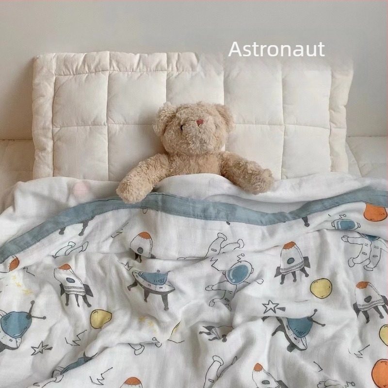 Pătură pentru bebeluși din fibre de bambus, pânză de tifon cu patru straturi, cu model desen animat, greutate sub 300 g, pentru toate anotimpurile