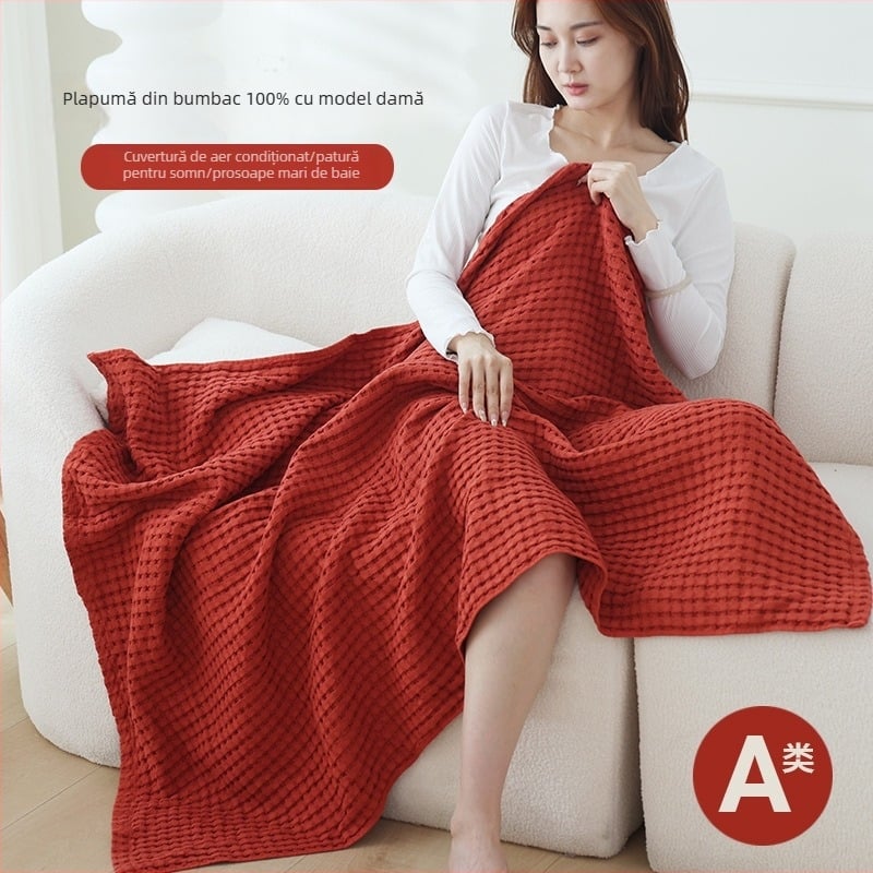 Pătură-prosop din bumbac, 300–499 g, patru sezoane universale, stil modern minimalist