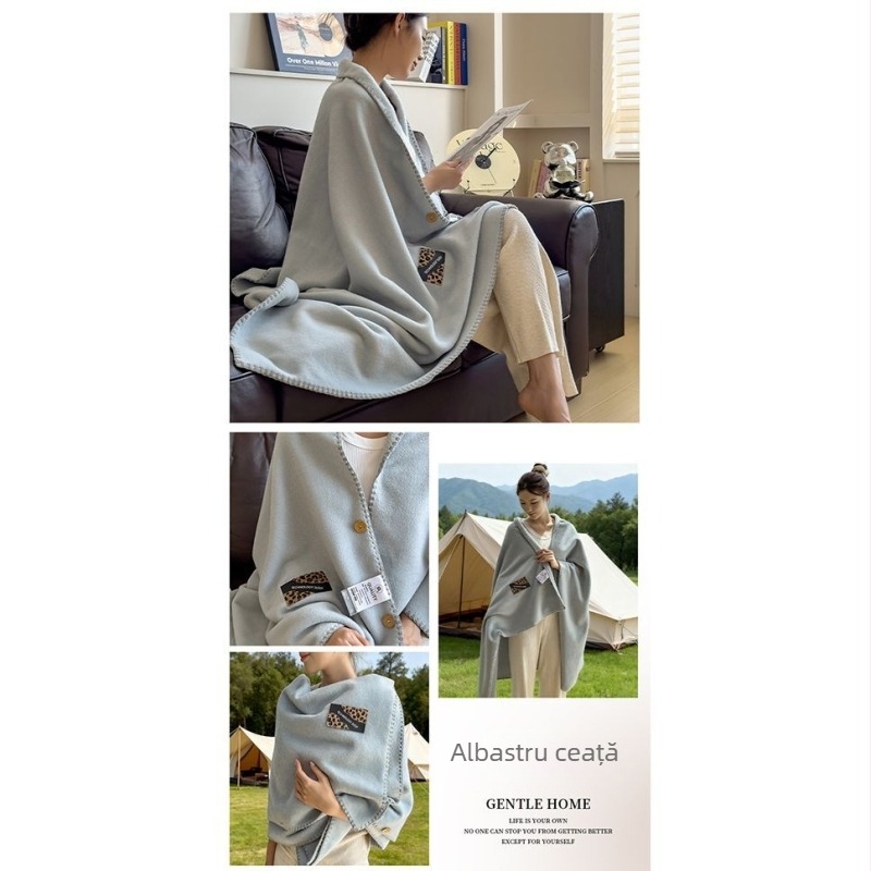 Cuvertură-șal din poliester, 500–799 g, culoare solidă, stil lux lejer, pentru toate sezoanele