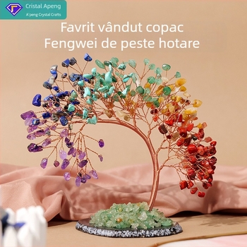 Copac de cristal din ametist, Copacul chakrelor și al vieții, Stil modern minimalist, Ambalaj PP în pungă