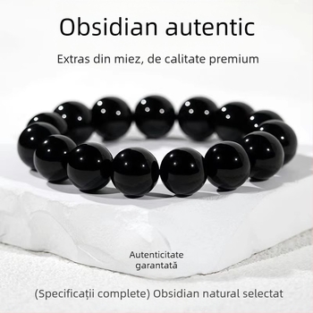 Brățară din obsidian cu mărgele budiste și mărgele de transfer, unisex, stil etnic, țesută