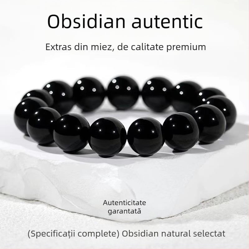 Brățară din obsidian cu mărgele budiste și mărgele de transfer, unisex, stil etnic, țesută