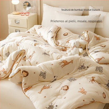 Cuvertură din fibre de soia pentru toate anotimpurile – material tricotat din bumbac, umplutură din fibre de soia, 3,5–4 kg, cusută și imprimată, pentru copii