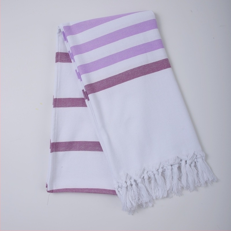 Prosop de baie/plajă din 100% bumbac, cu ciucuri, 300–400 g, fir 21s, țesătură simplă