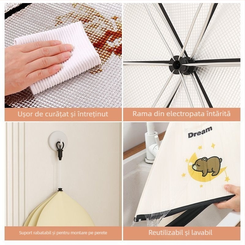 Purple Charm Workshop Capac pliabil izolat pentru alimente – gabardin + folie de aluminiu, stil modern, multifuncțional, izolație, protecție împotriva prafului