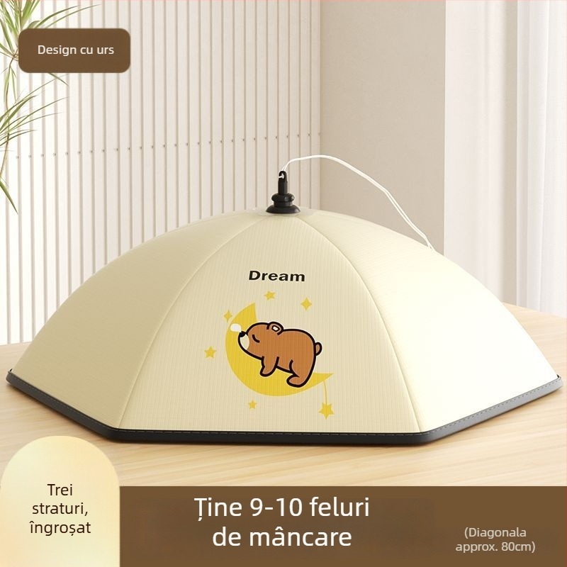 Purple Charm Workshop Capac pliabil izolat pentru alimente – gabardin + folie de aluminiu, stil modern, multifuncțional, izolație, protecție împotriva prafului