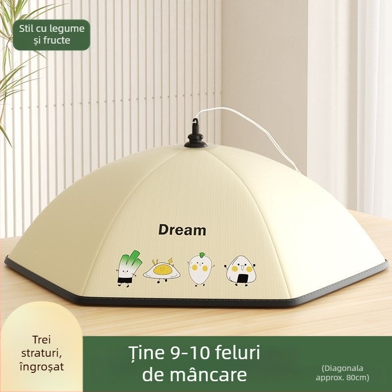 Purple Charm Workshop Capac pliabil izolat pentru alimente – gabardin + folie de aluminiu, stil modern, multifuncțional, izolație, protecție împotriva prafului