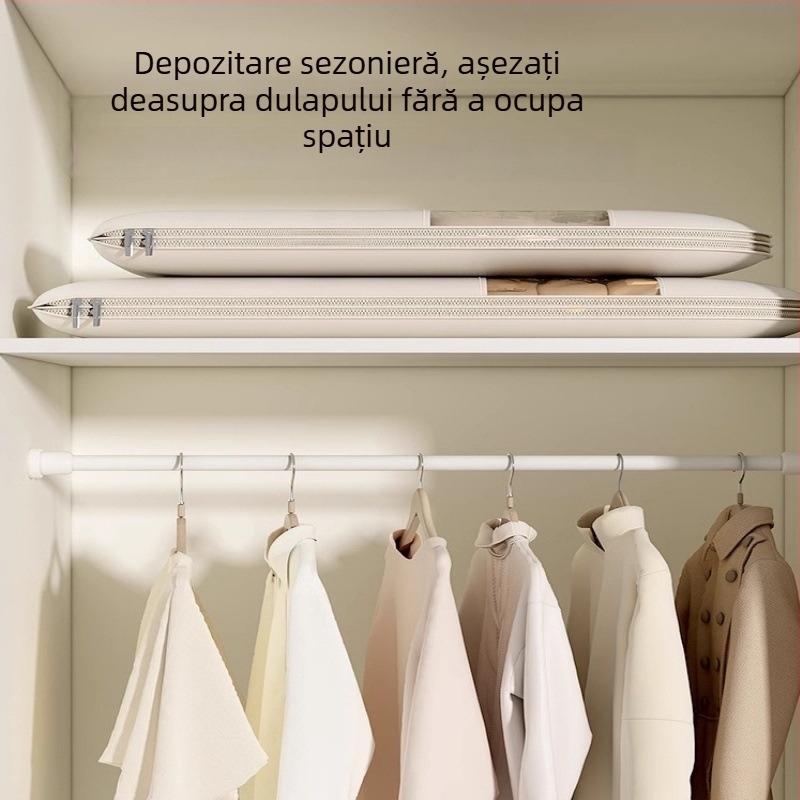 Sac transparent pentru haine, protecție împotriva prafului și umidității, depozitare sezonieră în garderobă, pentru jachete de puf