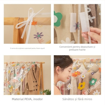 Husă de protecție a hainelor din plastic – stil simplu chinezesc, pentru călătorii, protecție împotriva prafului