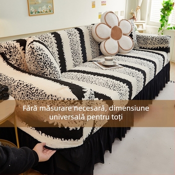 Husă din pluș pentru canapea, universală, stil italian, modele: dungi, carouri, frunze și flori.