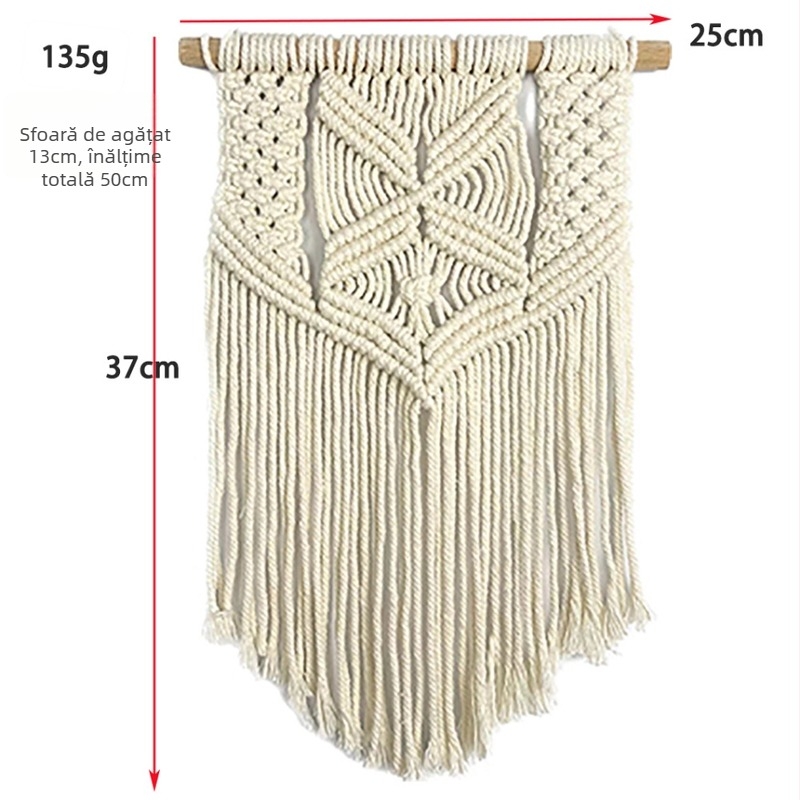 Tapiserie boemă, amestec poliester-cotton, țesut manual, formă neregulată, personalizare disponibilă