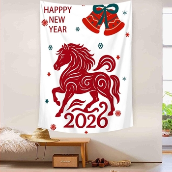 Tapiserie dreptunghiulară, stil Crăciun, 100% poliester, transfer termic digital, lavabilă la mașină