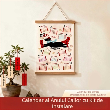 Tapiserie calendar de perete: stil modern minimalist, model desen animat, potrivit pentru sufragerie, dormitor, exterior