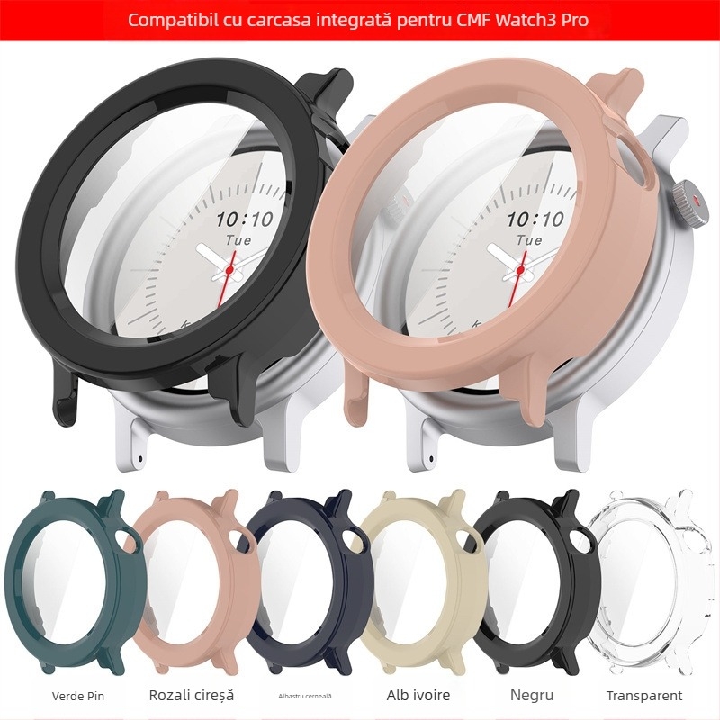 Carcasă de protecție pentru CMF Watch3 Pro din PC + sticlă temperată, compatibilă cu CMF Watch3 Pro, 10.6 g, model A00215