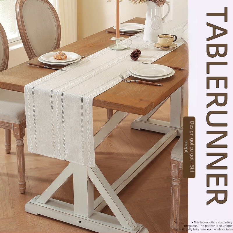 Steag de masă – poliester, dreptunghiular, cu dungi, antiderapant, rezistent la temperaturi ridicate