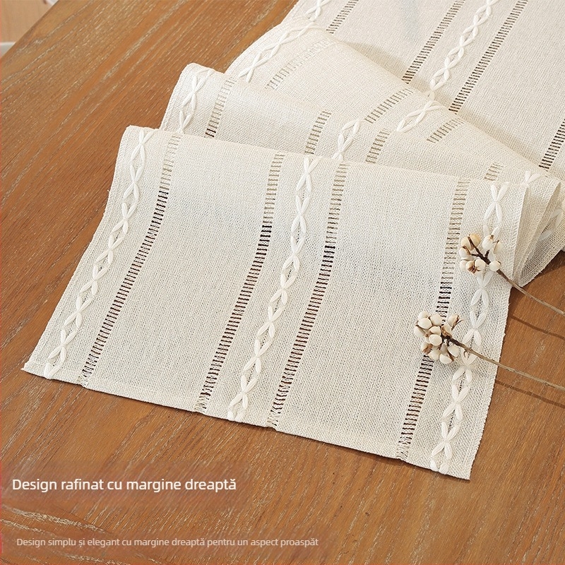 Steag de masă – poliester, dreptunghiular, cu dungi, antiderapant, rezistent la temperaturi ridicate