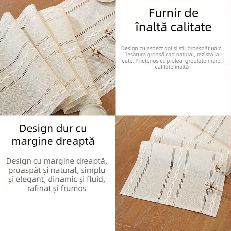 Steag de masă – poliester, dreptunghiular, cu dungi, antiderapant, rezistent la temperaturi ridicate