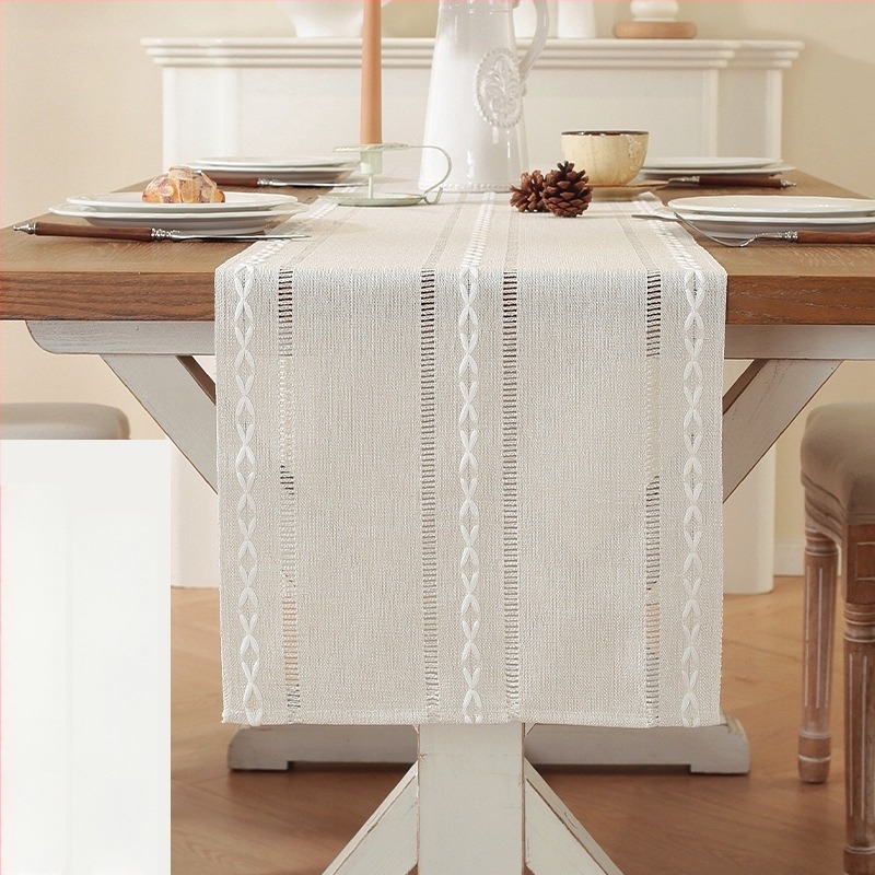 Steag de masă – poliester, dreptunghiular, cu dungi, antiderapant, rezistent la temperaturi ridicate