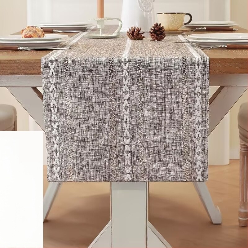 Steag de masă – poliester, dreptunghiular, cu dungi, antiderapant, rezistent la temperaturi ridicate