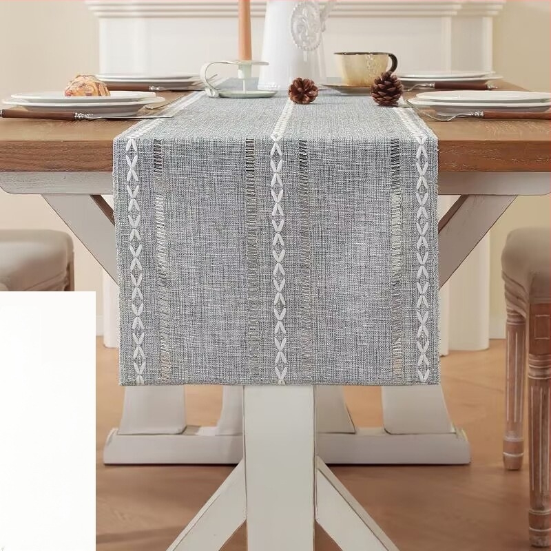 Steag de masă – poliester, dreptunghiular, cu dungi, antiderapant, rezistent la temperaturi ridicate