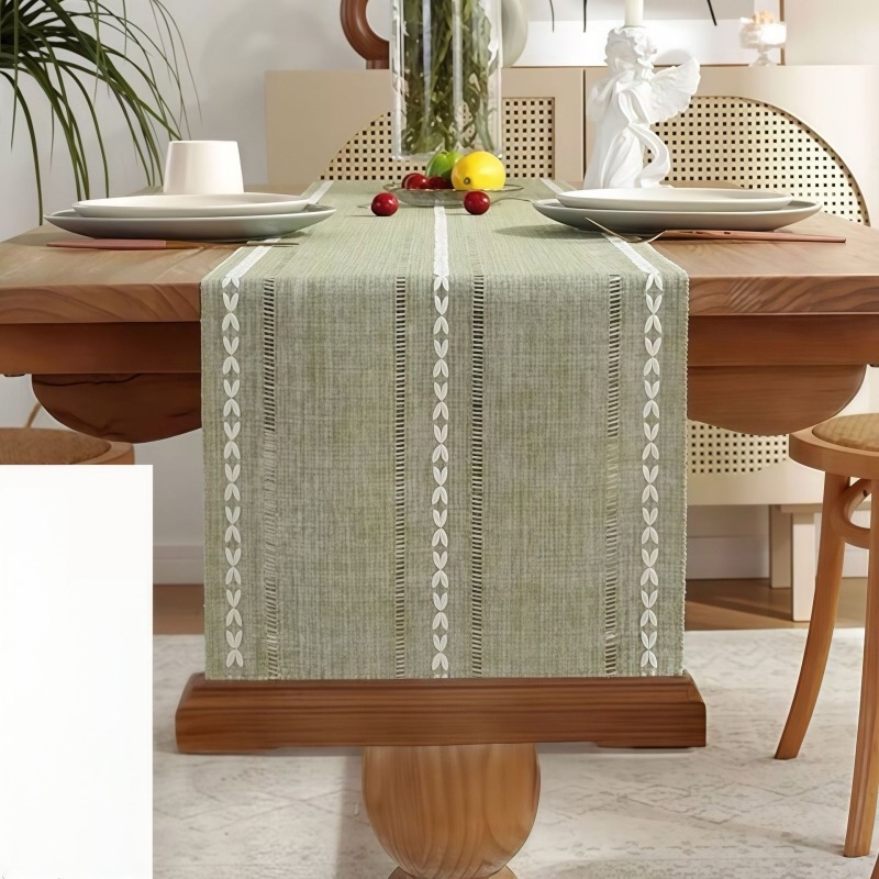 Steag de masă – poliester, dreptunghiular, cu dungi, antiderapant, rezistent la temperaturi ridicate