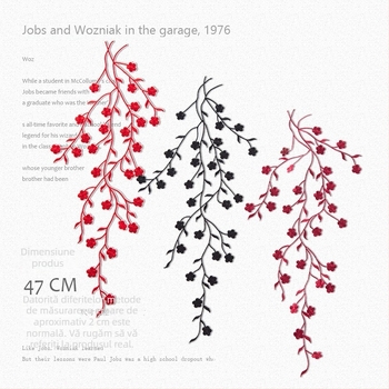 Patch brodat cu floare de prun pentru decor casnic și îmbrăcăminte — Material: fir brodat; Utilizare: decorare, haine